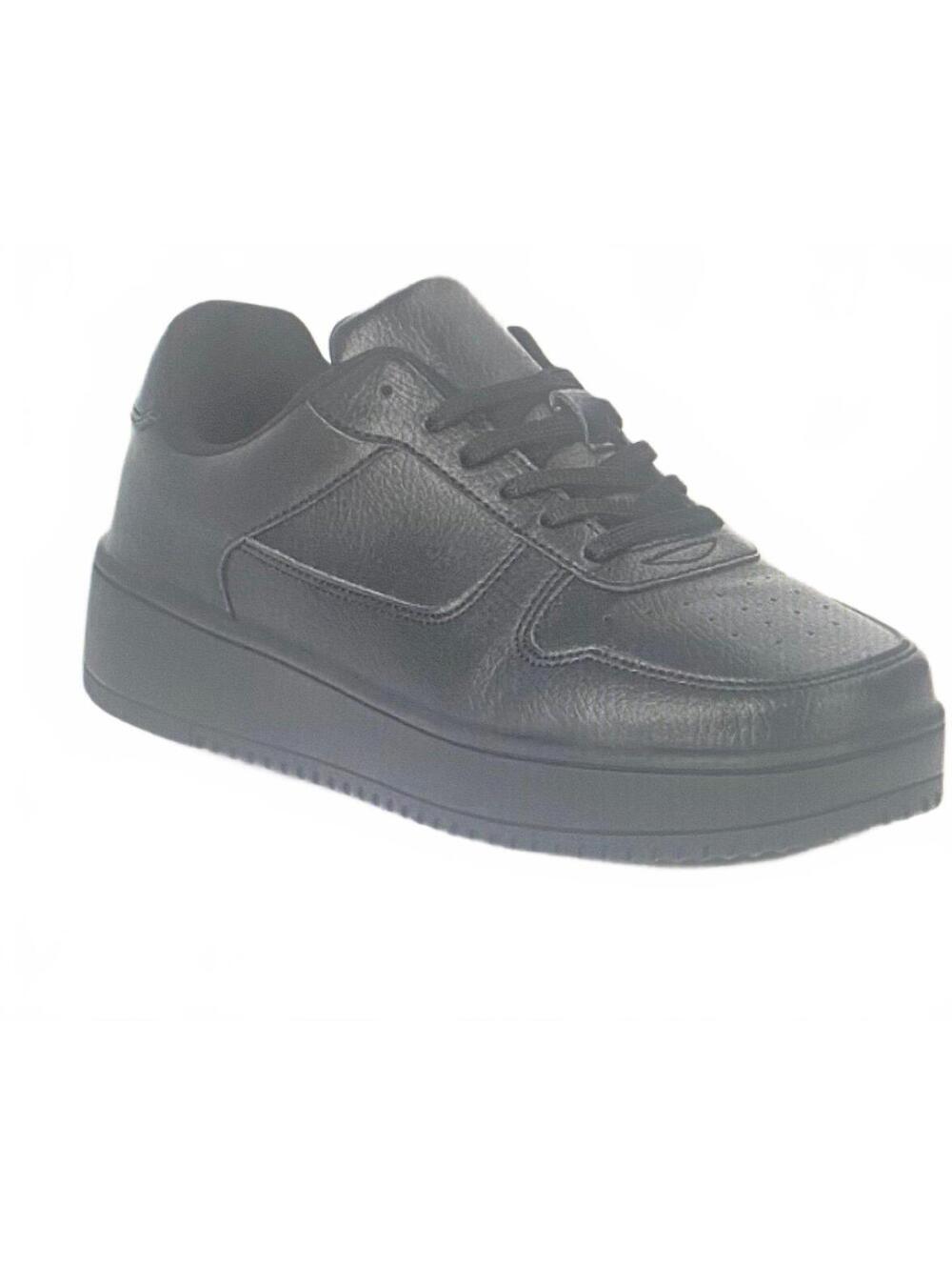 No Boundaries Women’s Platform Casual Lace Up Sneakers Black 7W